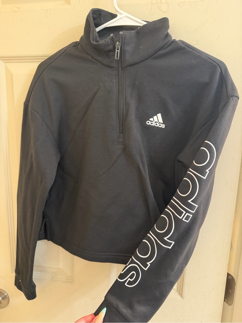 adidas Black Women's Half-Zip Logo Pullover